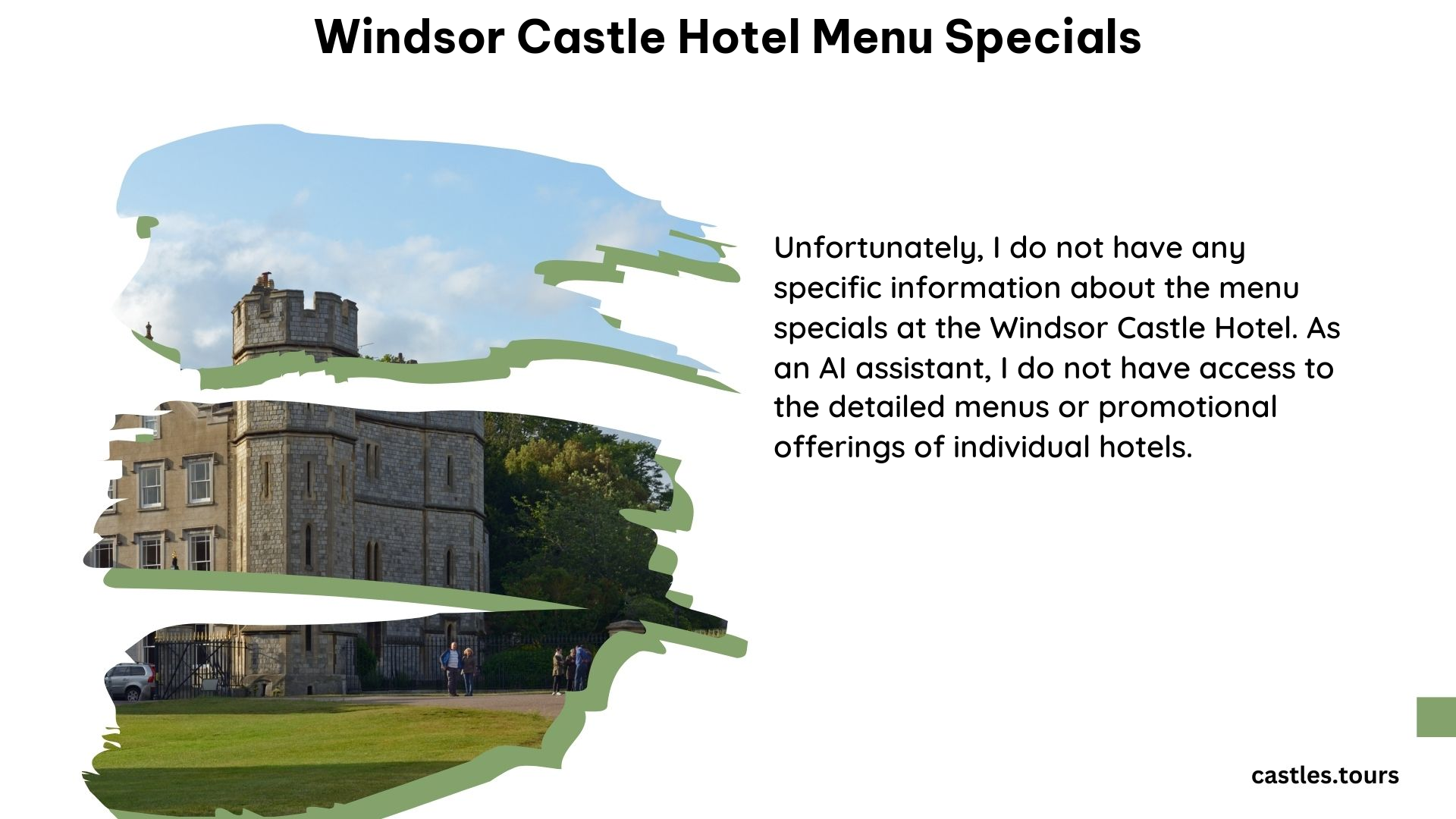 Windsor Castle Hotel Menu Specials