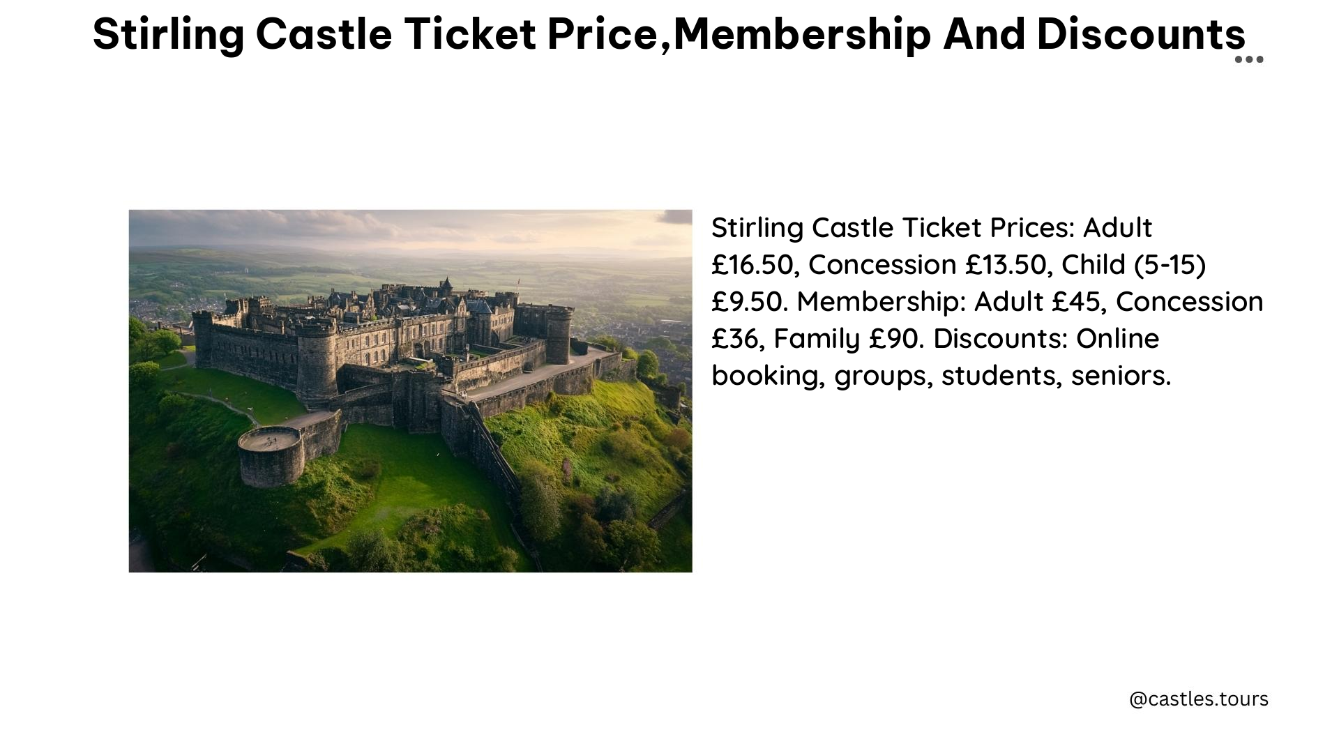 stirling castle Ticket Price,Membership and Discounts