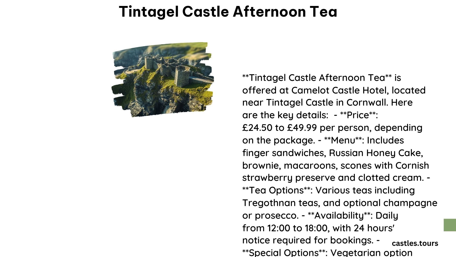 Tintagel Castle Afternoon Tea