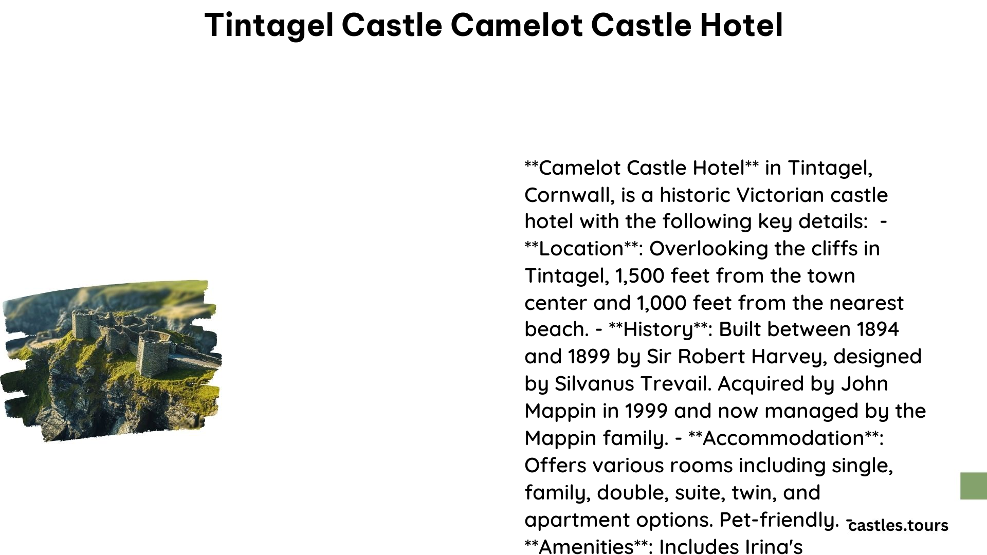 Tintagel Castle Camelot Castle Hotel