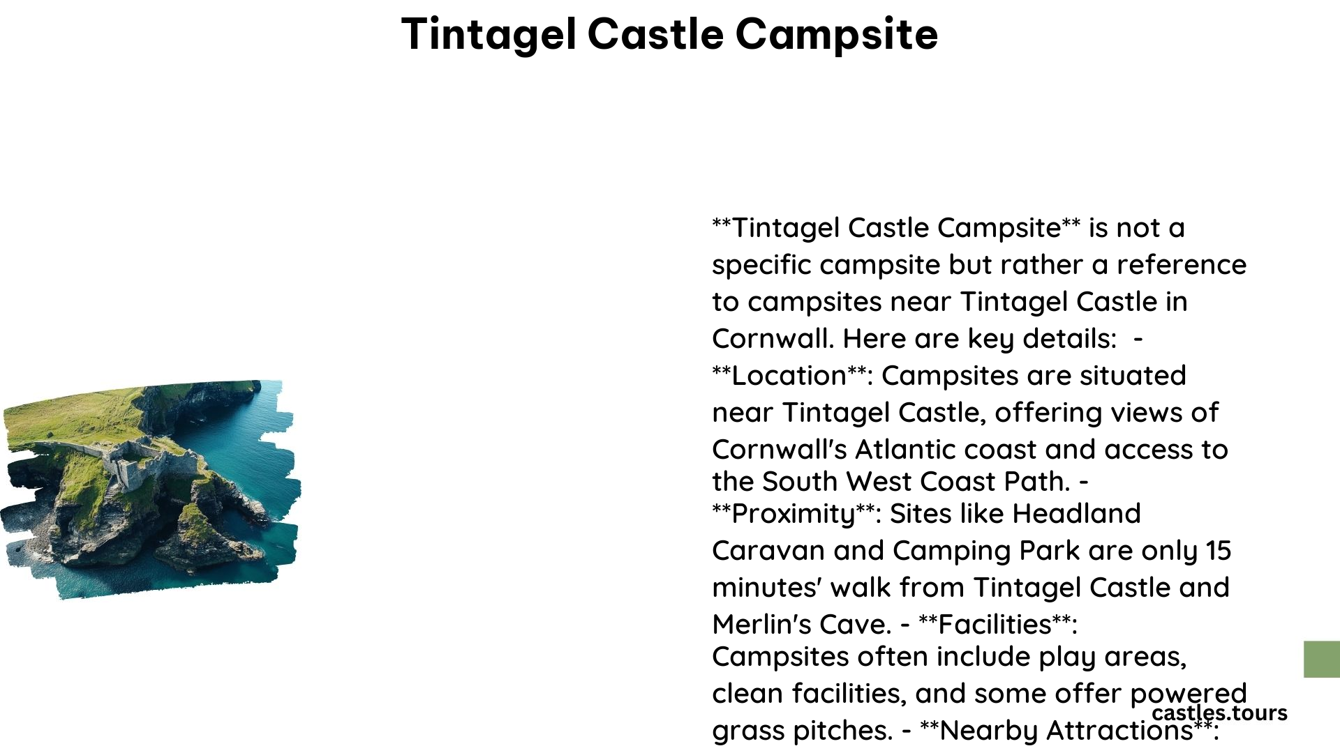 Tintagel Castle Campsite