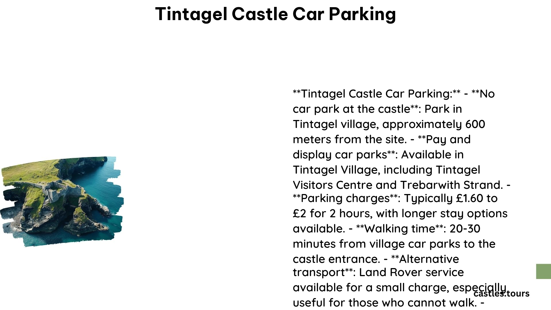 Tintagel Castle Car Parking