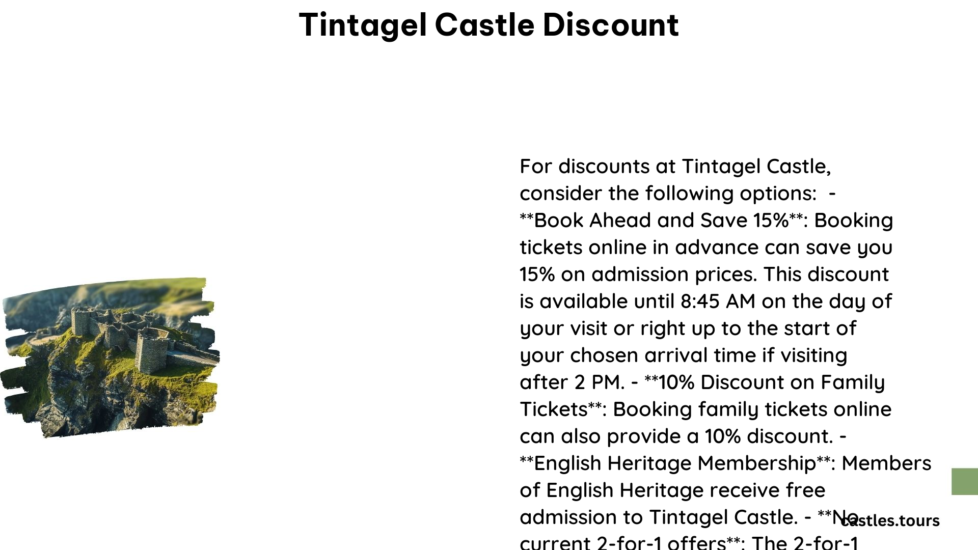 Tintagel Castle Discount