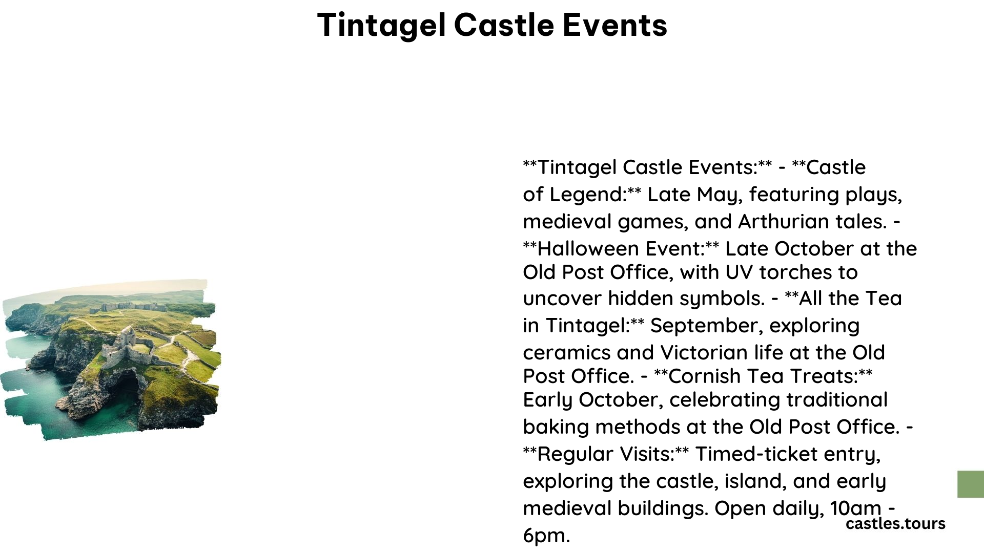 Tintagel Castle Events