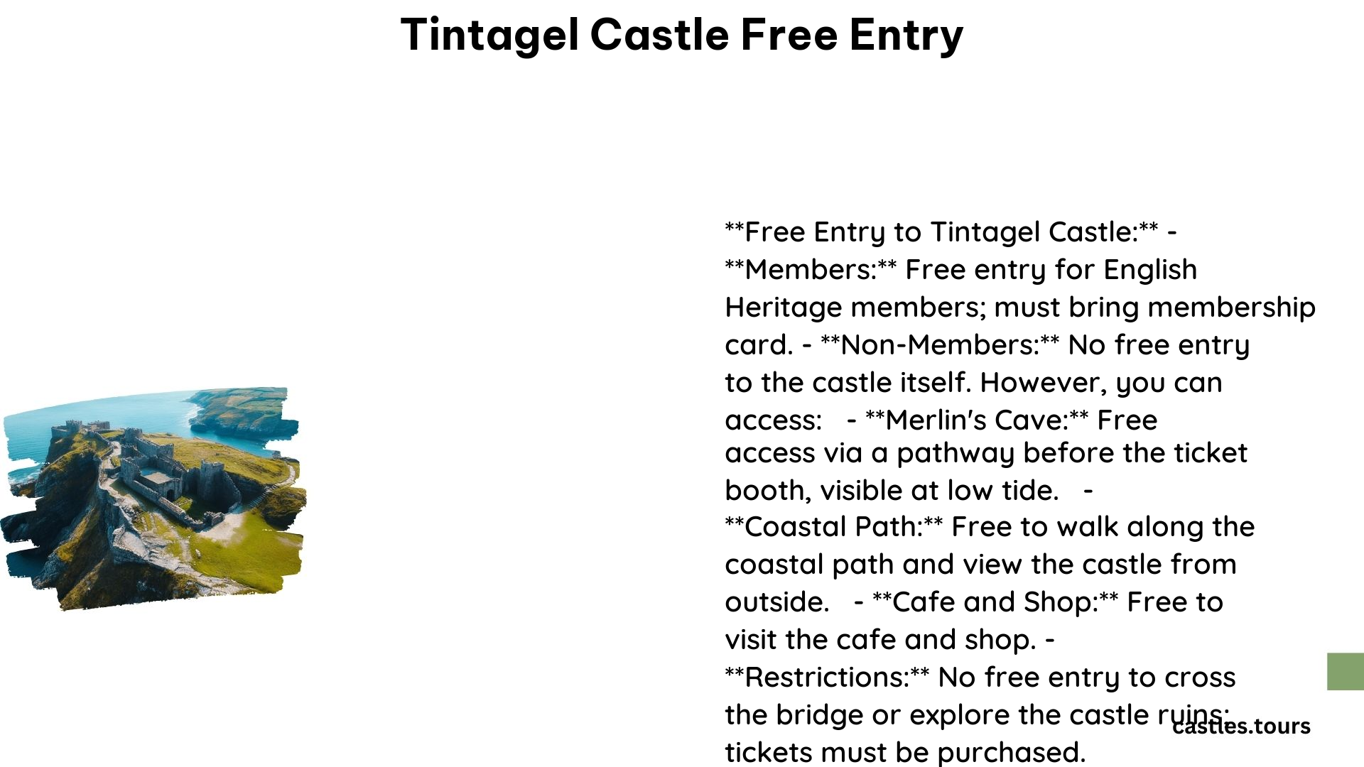 Tintagel Castle Free Entry