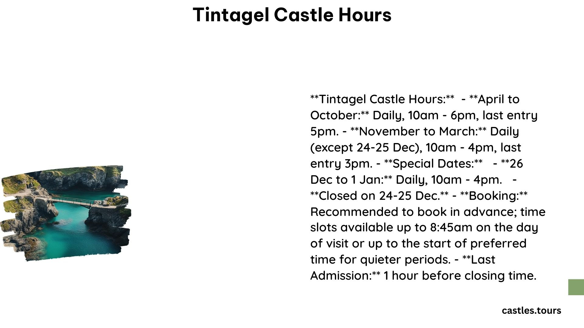 Tintagel Castle Hours