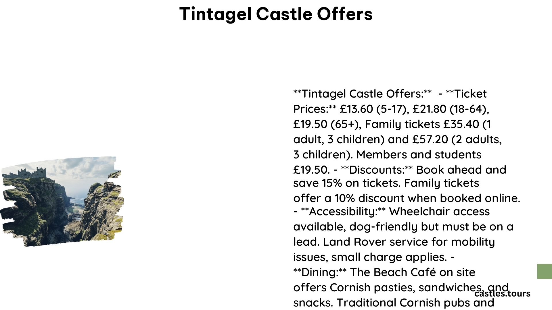 Tintagel Castle Offers