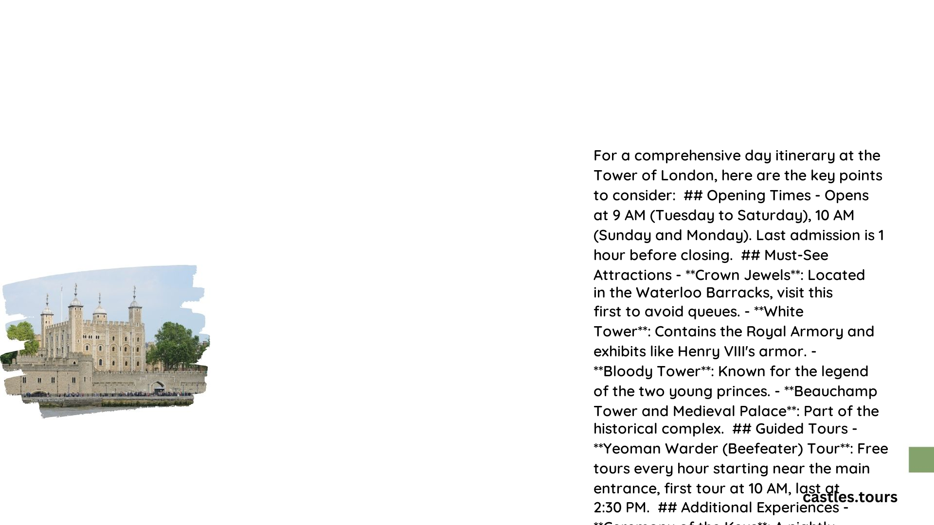 tower of london day itinerary