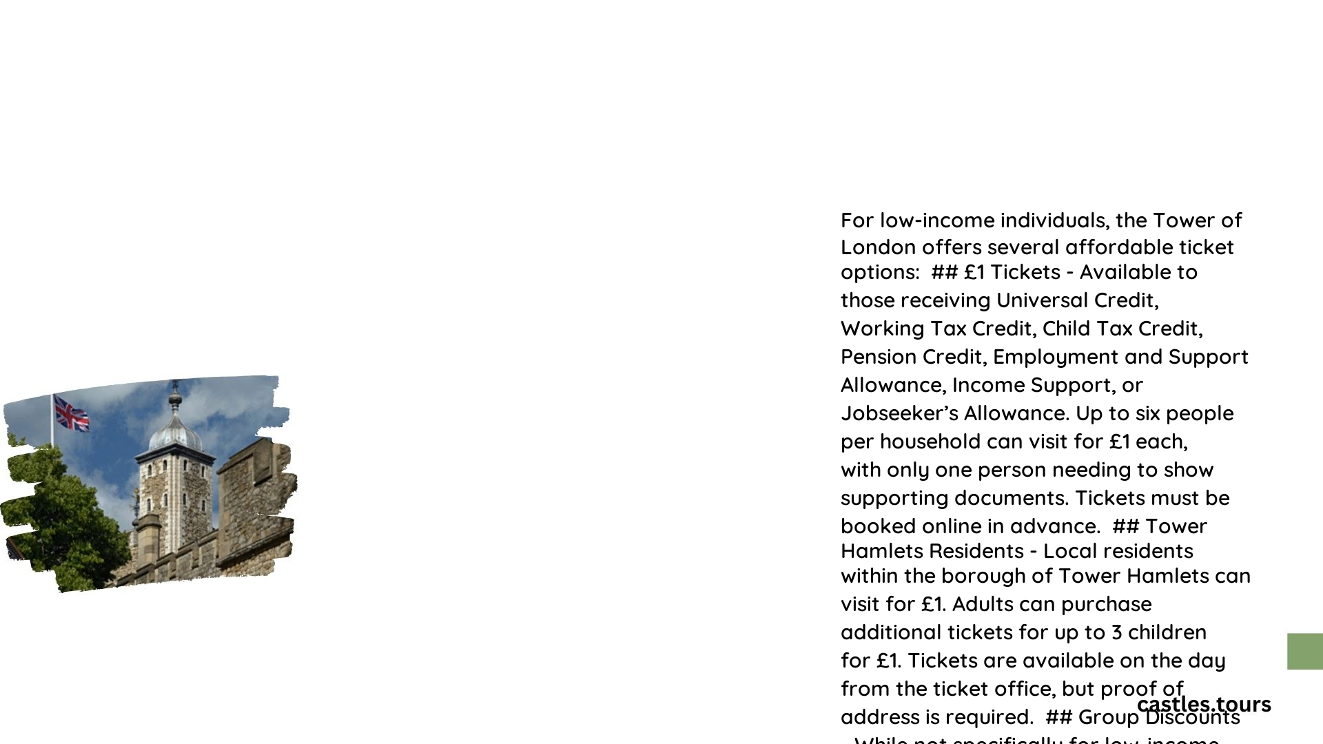 tower of london low income tickets